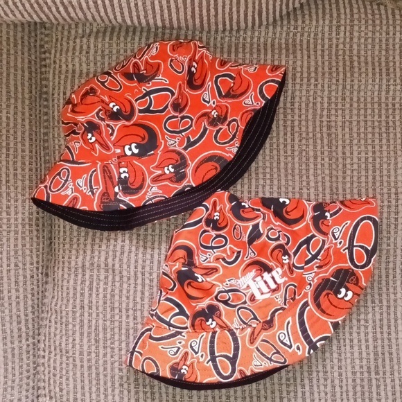 🆕Baltimore Orioles Baseball Miller Lite Bucket Hat Orange & Black Set of 2 Hats - Picture 1 of 12